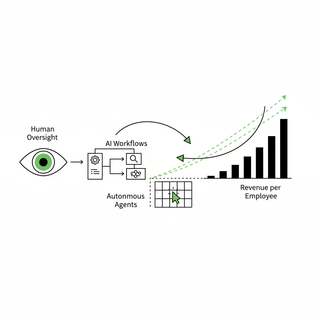 how does human oversight scale revenue per employee?